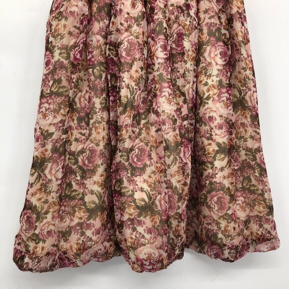 Guess by Marciano Sepia 100% Silk Floral A-line Short Sleeve Mini Dress S - Picture 10 of 16